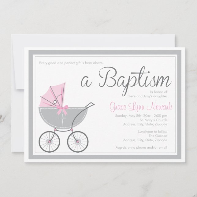 Transporte cruzado para bebés | Invitación al baut (Anverso)