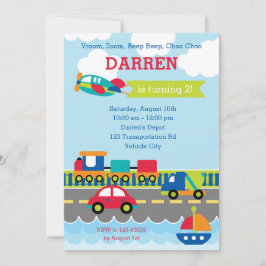 Transporte Invitaciones de cumpleaños Vehículos pa