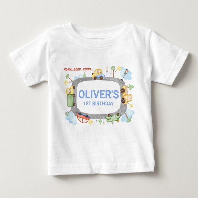 Transporte personalizado de niños primera camiseta (Anverso)