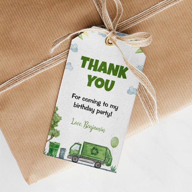 Trash Garbage Truck Cumpleaños Gracias Etiqueta (Subido por el creador)