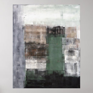 'Trasladándose' Arte abstracto verde y marrón