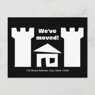 Traslado de postales con casa divertida y direcció