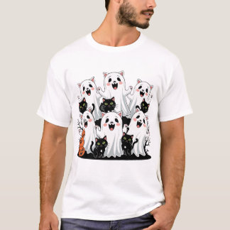 Trasmigadora camiseta de Halloween con fantasmas,