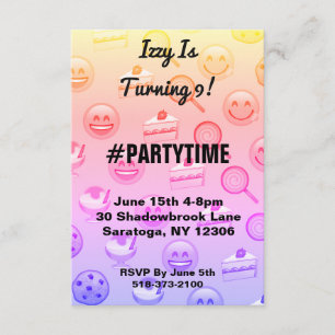 Tratamientos de Emoji dulce Invitaciones de fiesta