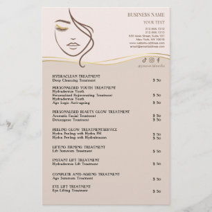 TRATAMIENTOS FACIALES Folleto de salón de belleza