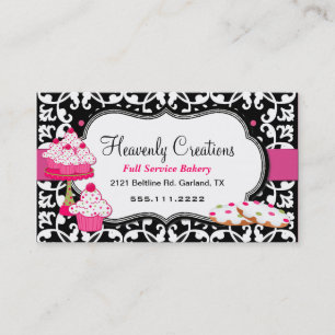 Trato dulce y tarjeta de visita Damask Bakery