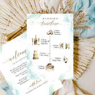 Trato turquesa, verde Boda y tarjeta cronológica
