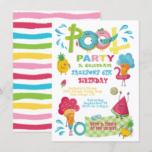 Tratos dulces Invitaciones a fiestas en la piscina