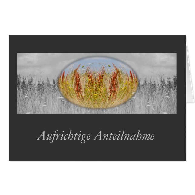 Trauerkarte Herbstwiese grau (Anverso (Horizontal))