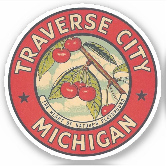 Traverse City, Michigan - Pegatina (Anverso)