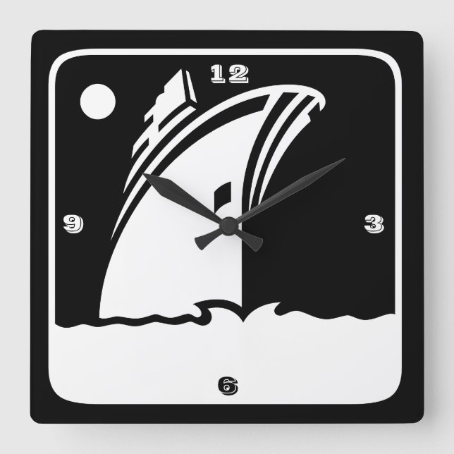Travesía negra de la nave - reloj de pared retro (Anverso)