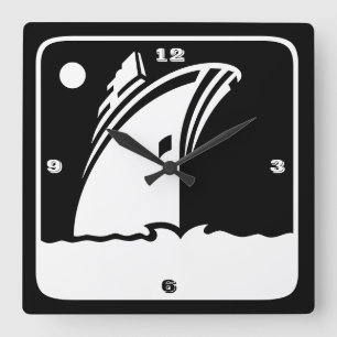 Travesía negra de la nave - reloj de pared retro