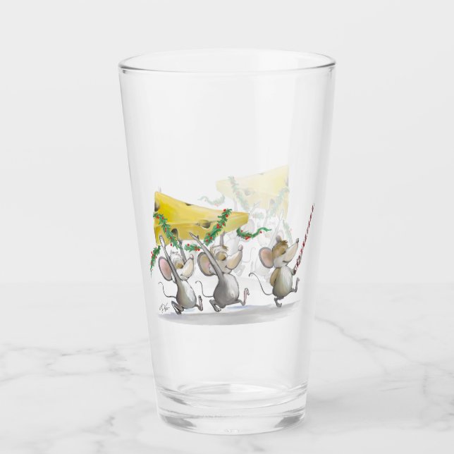 Trayendo La Copa De Vidrio De Queso De Los Navidad (Anverso)