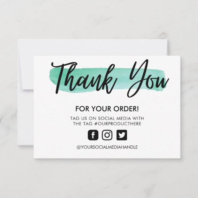 Trazo de pincel de acuarela Gracias por insertar m (Anverso)