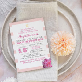 Trazo rosa y invitación a Peony Bat Mitzvah