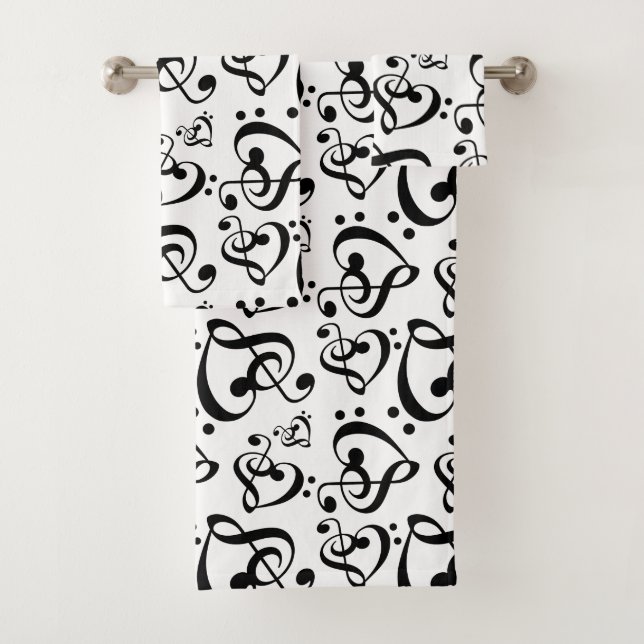 Treble Bass Clef Heart Music Notes Pattern (In situ)