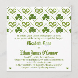 Trébol y corazones que casan invitaciones