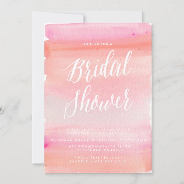 TREDNY WATERCOLOR BRIDAL DUCHA Invitación (Anverso)