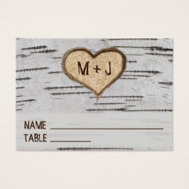 Tree heart initials rustic wedding place card