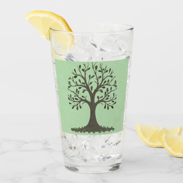 🌳 Tree of Life Tall Drinking Glass - Barware 🥛 (Anverso (hielo))