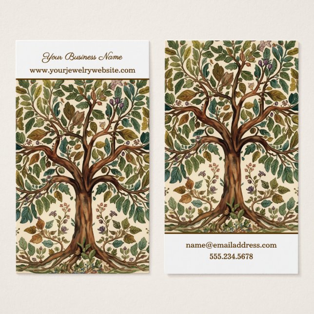 Tree Of Life Vintage greenery Earring Display Card (Anverso y reverso)