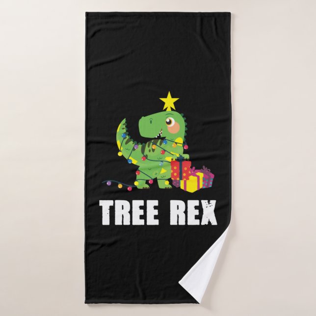 Tree Rex con bolas de Navidad - dino divertido (Toalla de baño)