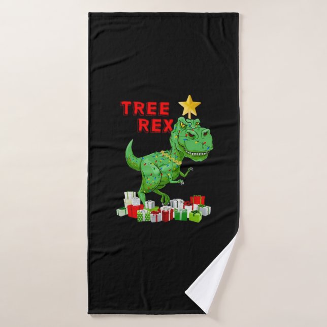 Tree Rex Funny Árbol de Navidad Dinosaur Lover (Toalla de baño)