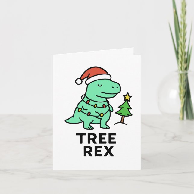 Tree Rex - Tarjeta de Navidad Divertida (Anverso)