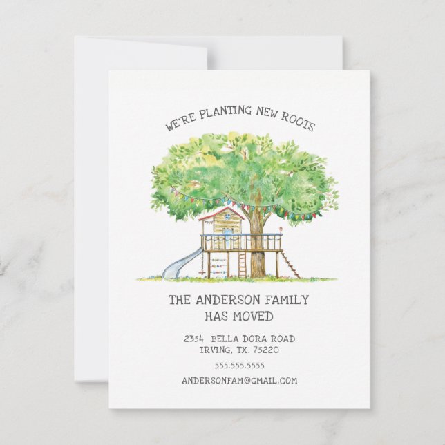 Treehouse Cute Family Moving Invitación (Anverso)