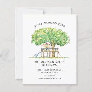 Treehouse Cute Family Moving Invitación