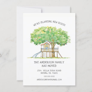 Treehouse Cute Family Moving Invitación