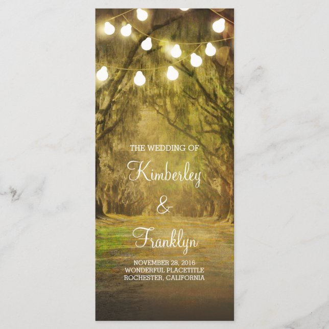 Trees Path String Lights Programas de matrimonio (Anverso)