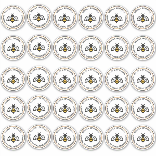 Treinta Abeja Amarilla Pegatinas De Dos Pulgadas D (Anverso)