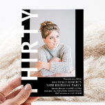 TREINTA Foto 30 Invitación a la fiesta de cumpleañ<br><div class="desc">Invitación de cumpleaños 30 - El diseño presenta un fondo negro que se puede cambiar a cualquier color,  una fotografía de retrato,  el texto 'TREINTA' en letra blanca en negrita y una elegante plantilla de fiesta de cumpleaños que se puede personalizar fácilmente. Elegante,  moderno y perfecto para cualquier edad.</div>