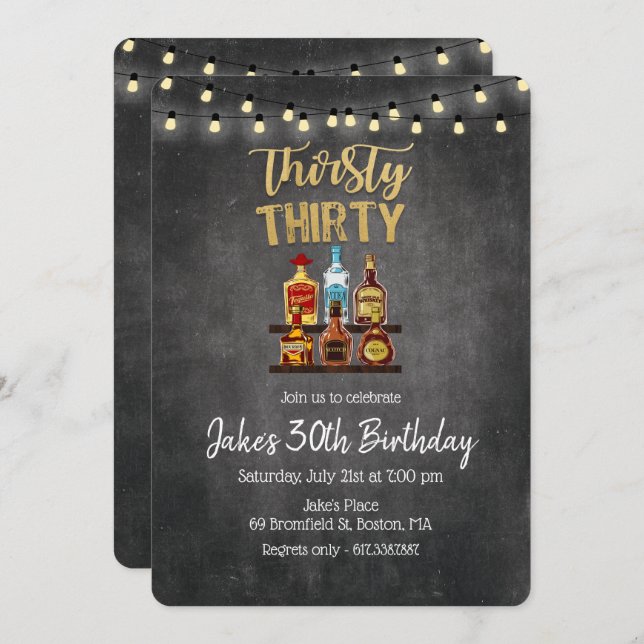 Treinta Invitación de Cumpleaños (Anverso / Reverso)