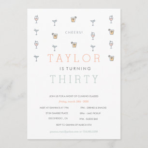 Treinta Martini Milestone Invitación de cumpleaños
