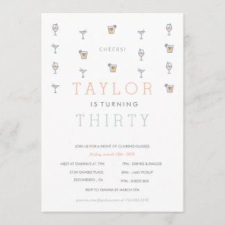 Treinta Martini Milestone Invitación de cumpleaños
