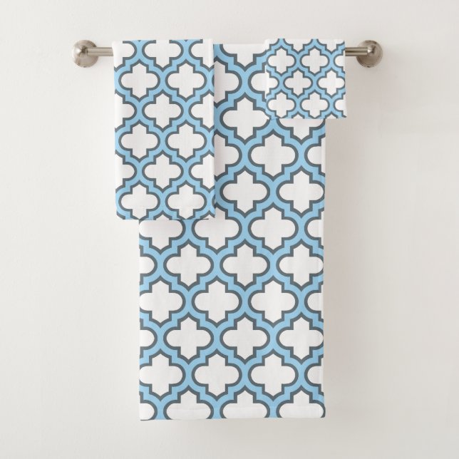Trellis azul blanco y bebé, Entramado, Quatrefoil (In situ)