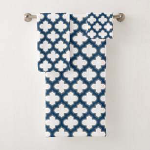 Trellis azul blanco y naval, Entramado, Quatrefoil