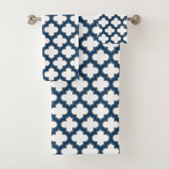 Trellis azul blanco y naval, Entramado, Quatrefoil (In situ)