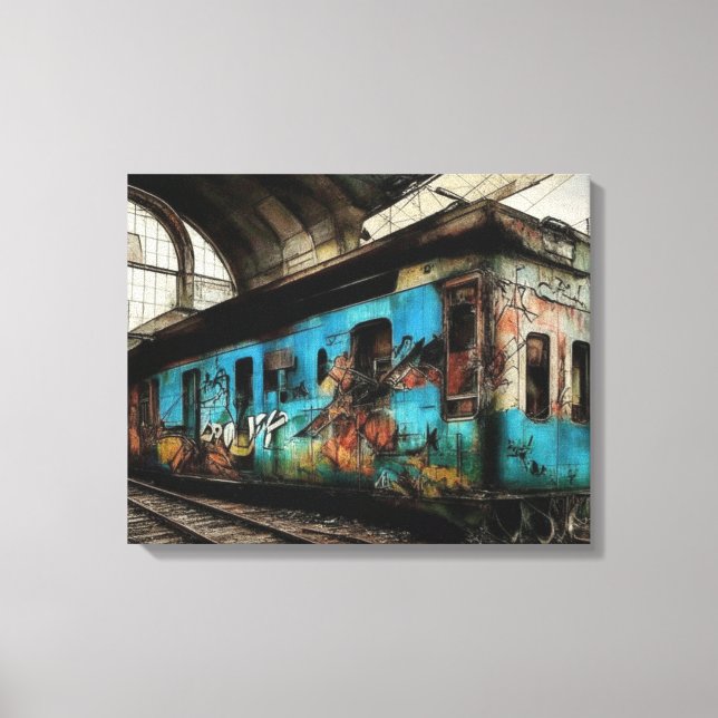 Tren abandonado con graffiti arte urbano (Anverso)