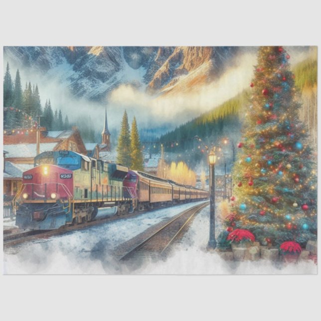 Tren acuático y papel de árbol de Navidad (Anverso)