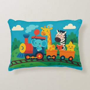 Tren animal lindo - Diseño de almohada para niños