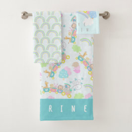 Tren animales Blue Baby Blanket