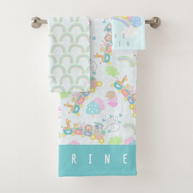 Tren animales Blue Baby Blanket (In situ)