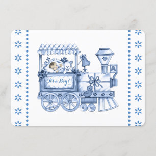 Tren Azul Bebé Invitación de Cumpleaños para Niño