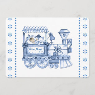 Tren Azul Bebé Invitación para Baby Shower de Niño