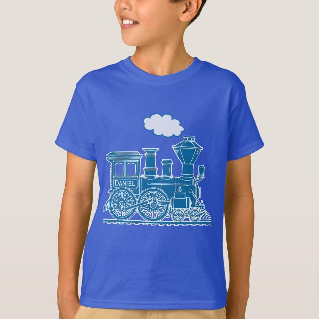Tren azul de la locomotora de vapor "su" camiseta (Anverso)