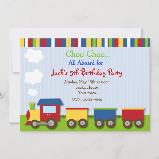 Tren Choo Choo Invitaciones a fiestas de cumpleaño (Anverso)