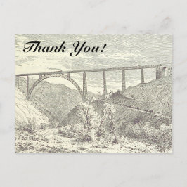 Tren de época en el puente, "¡Gracias!" Postal